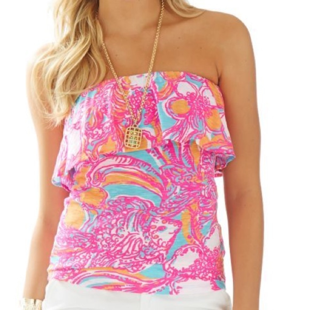 Lilly Pulitzer | Wiley Strapless Ruffle Top